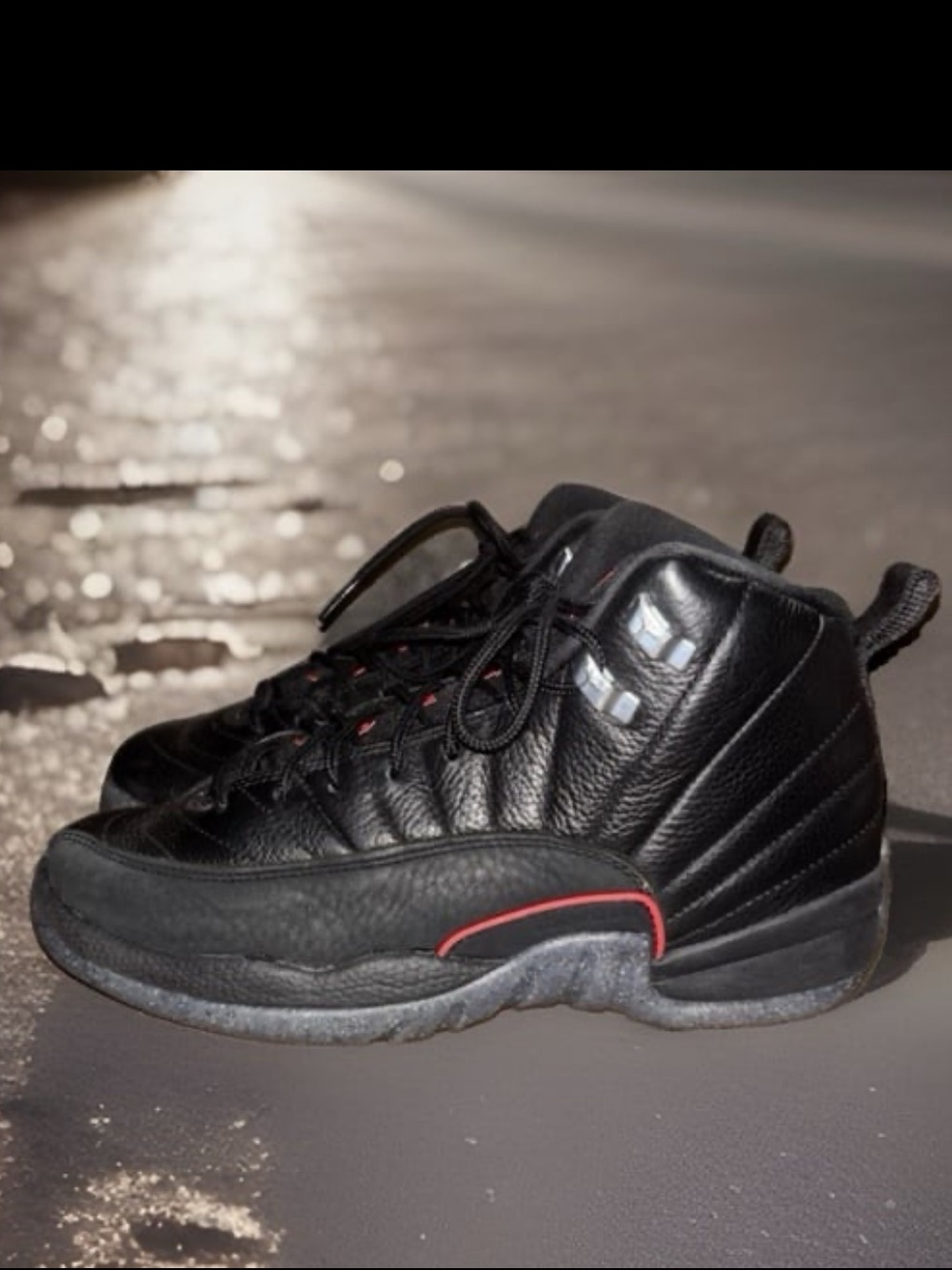 Air Jordan 12 Retro Utility 'Grind' sneaker in black tumbled leather,Youth 7Y